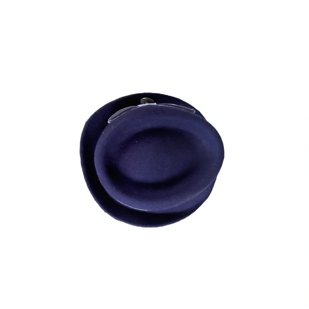 vintage wool felt blue small brim fedora featuring a gray band pork pie hat size